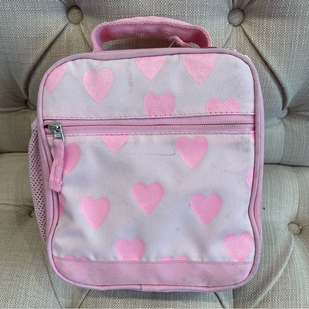 Mackenzie Pink Hearts Glitter Lunch Box